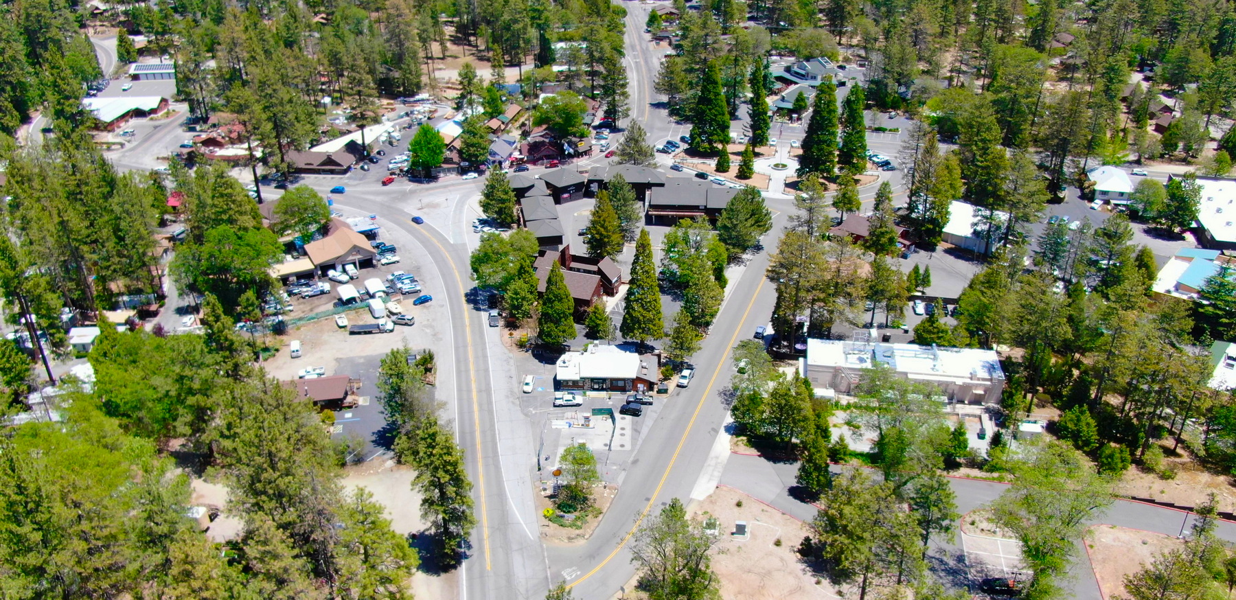 Aerial View of Idyllwild California Town Center